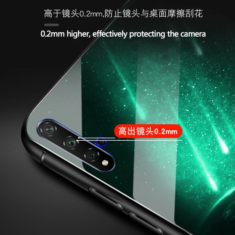 Светящийся стеклянный чехол для huawei Honor 20 Pro Lite 20i 10i V10 10 Ночная блестящая задняя
