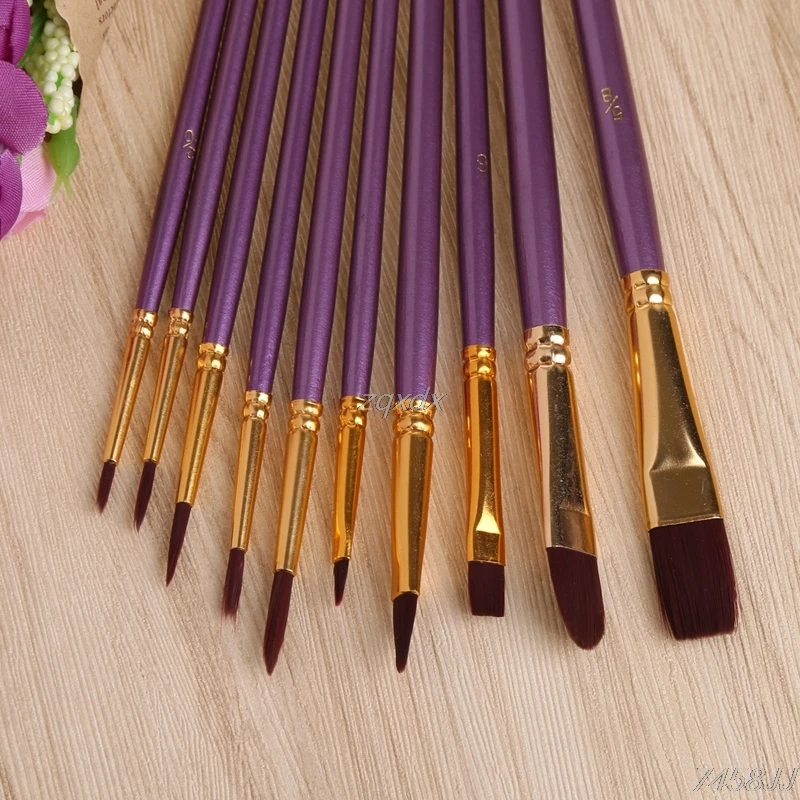 

10Pcs/Set Kids Student Watercolor Gouache Painting Pen Nylon Hair Wooden Handle Paint Brush Set Drawing Art Supplies Z03