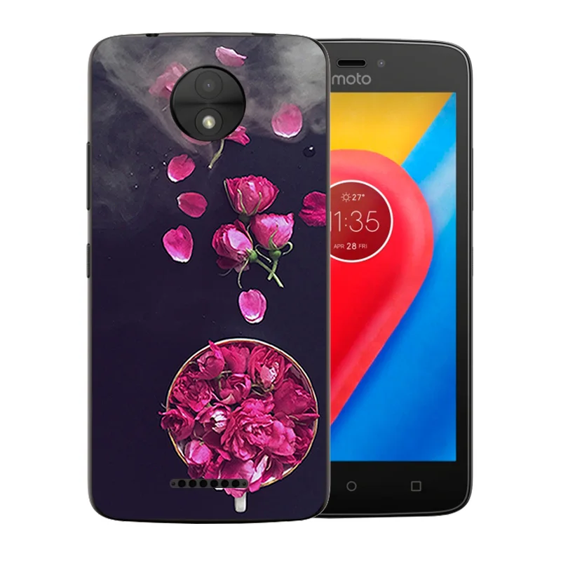 5 0 дюйма для Motorola Moto C Plus чехол телефона с цветущим узором ТПУ силиконовый XT1723 XT1724
