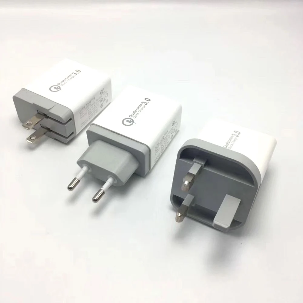 Высококачественное QC 3 0 EU UK US Plug AC 5 в A USB Универсальное быстрое зарядное