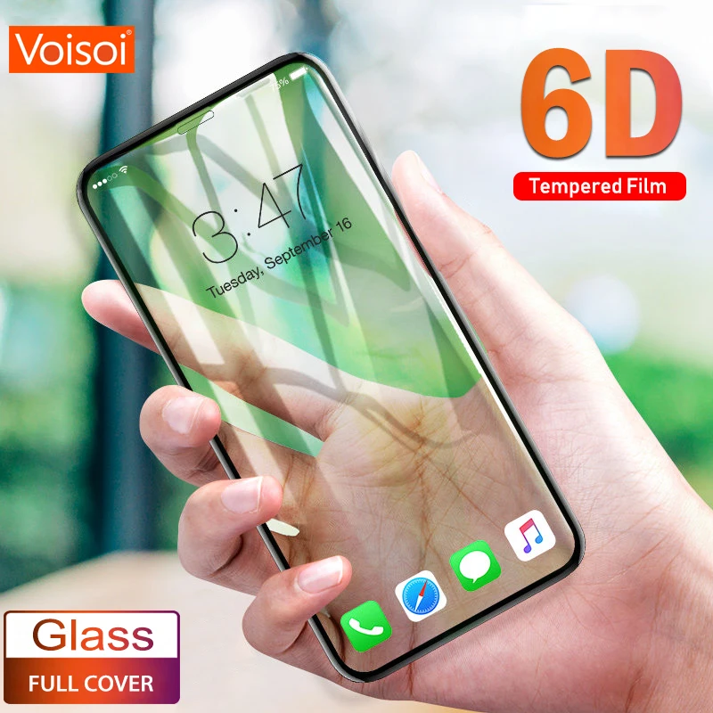 6D Полный закаленное стекло пленка для Apple iPhone X 10 Xs Max полный изогнутая Защитная