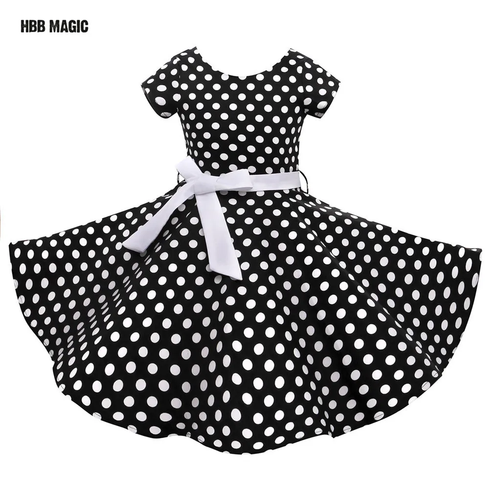 

Classy Audrey 1950s Vintage Rockabilly Swing Summer Girls Dress Dots Retro Red,Black Girl Party Dress Cotton Kids Princess Dress