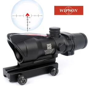 hunting riflescope acog 4x32 real fiber optics red green illuminated chevron glass etched reticle tactical optical sight free global shipping