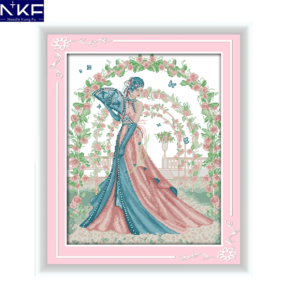 

NKF Bride Counted Cross Stitch Home Decor Painting Embroidery Stamped Kits Diy Needlework Handmade Chinese Cross Stitch for Kids