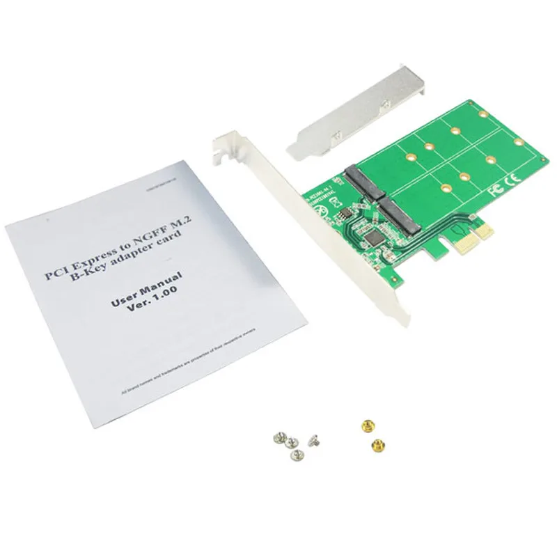 Адаптер PCIe на 2 порта M.2 SSD PCI express Dual B + M Key NGFF SATA ASM1061 e низкопрофильный кронштейн для