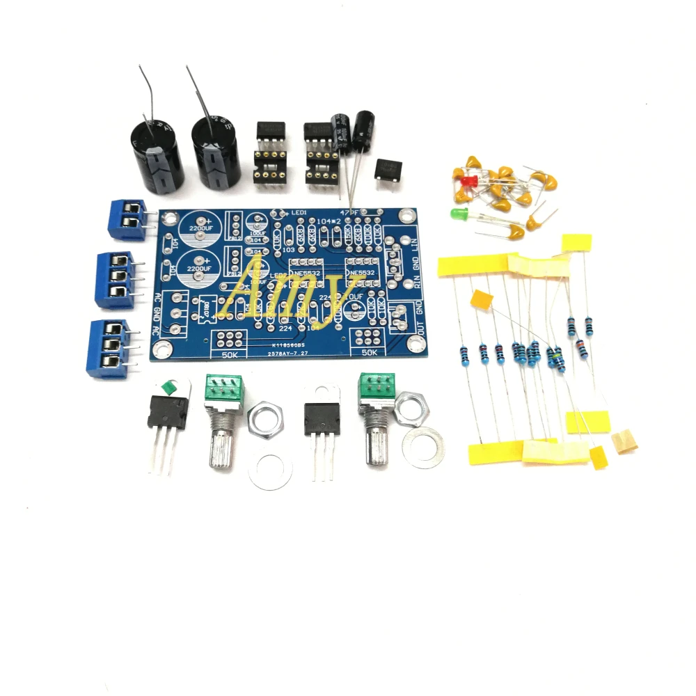

The NE5532 low-pass filter before the board parts put bass preamp board with sub woofer amplifier DIY parts
