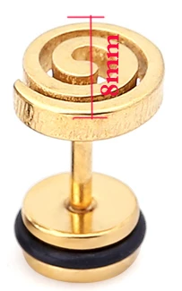 gold small round Спиральные серьги квадратные серьги стержня треугольная Сережка-гвоздик женщина мужчина унисекс модные ювелирные изделия уха 1 пара - Окраска металла: gold small round