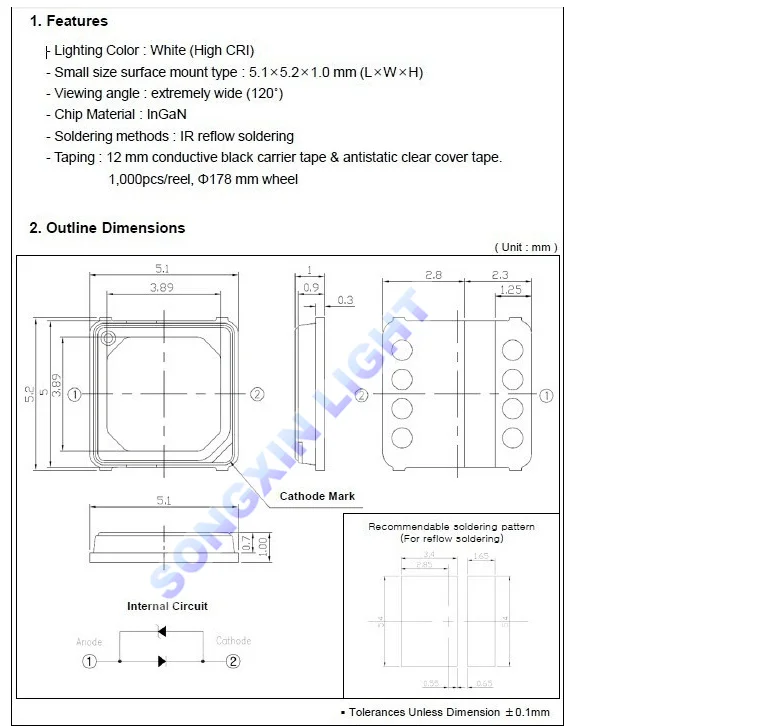 1000 шт./лот для высокого класса ультра яркий SMD СВЕТОДИОДНЫЙ s LG 5152 3V Светодиодный