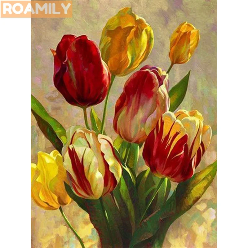 0611la2a13 ROAMILY, 5d полная квадратная вышивка с кристаллами, Алмазная вышивка,цветы, розы, пионы, фрукты, красивые живописные, алмазная вышивка распродажа, мозаика цветы - Color: 0611la2a13