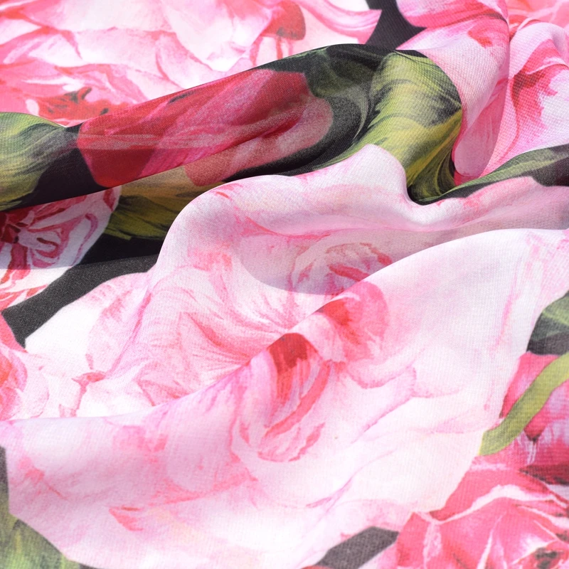 Цифровая картина розы шифоновая плюшевая ткань для платья tissu tecido тюль tela дешевые