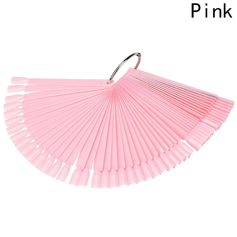 Розовый Пластик накладные Дизайн ногтей Вентилятор Совет Советы Стик Складная