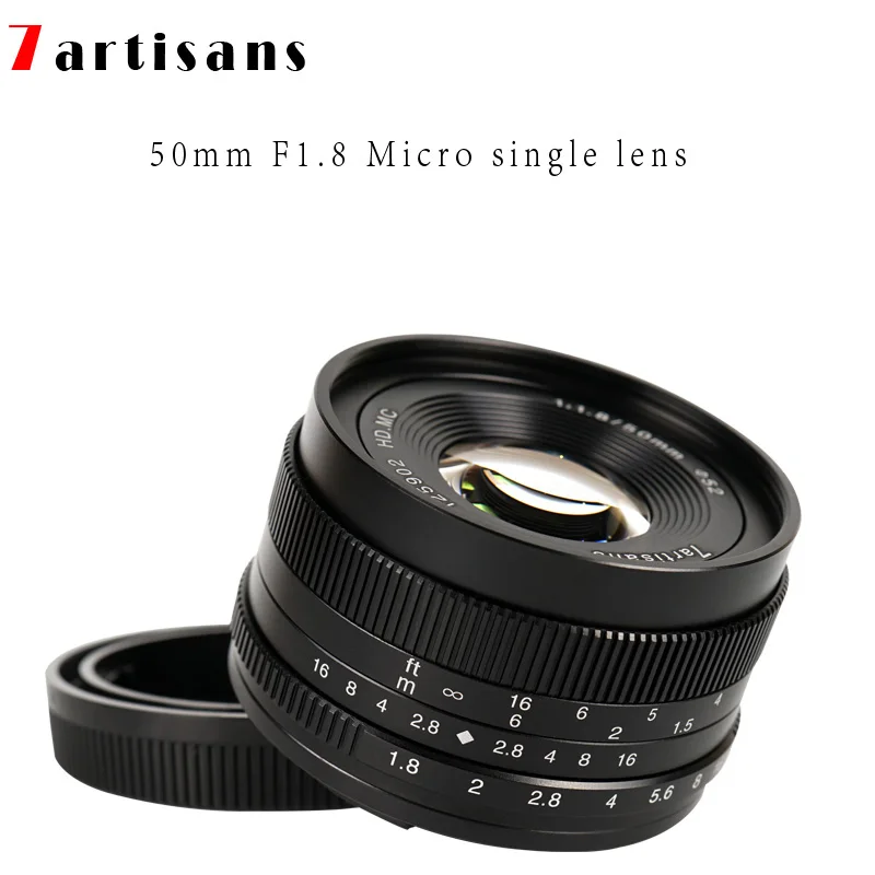 7artisans 50 мм f1.8 объектив с широкой диафрагмой и портрет ручная фокусировка микро Камера объектив подходит для Canon Fuji FX sony A6300 A6500