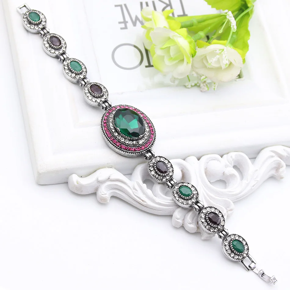 Новое поступление винтажные браслеты круглые стразы серебряное покрытие