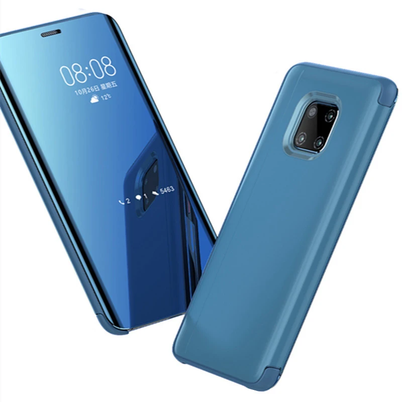 Роскошное умное зеркало с откидной крышкой кожаный чехол для Huawei Mate 8 9 10 P20 P30 Pro Lite