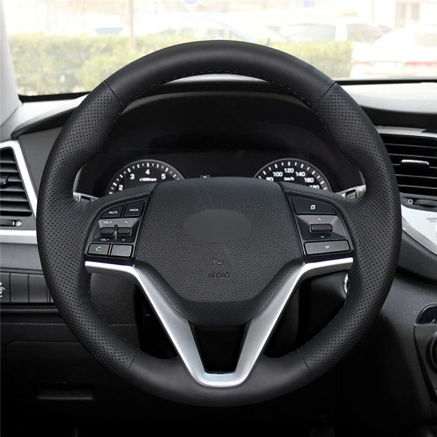 MEWANT черный удобный чехол рулевого колеса автомобиля из натуральной кожи для Hyundai