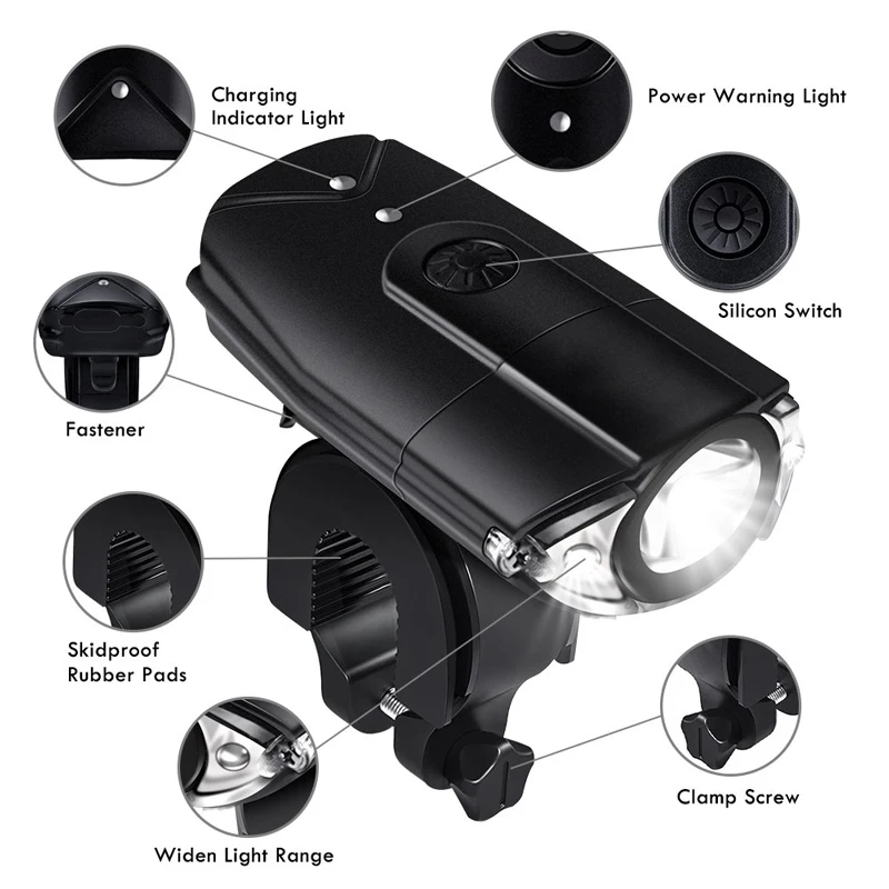USB Rechargeable Bike lights Super Bright Cycling Front Light Waterproof MTB Headlight with 3 Lighting Modes | Спорт и развлечения