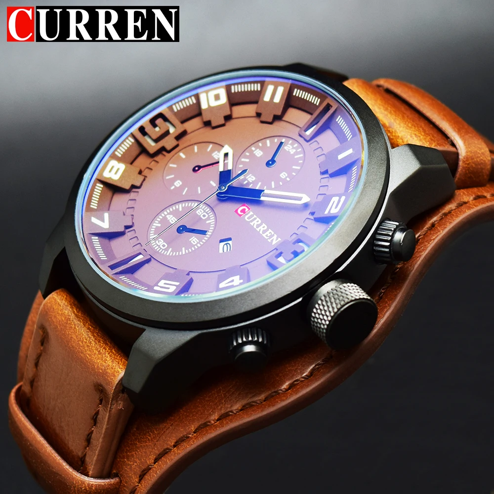 CURREN Модные мужские часы серые Аналоговые спортивные Relogio Masculino армейские военные