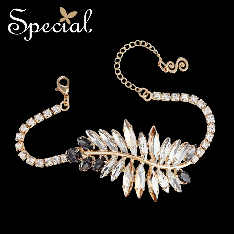 Special European and American leaves bracelet feminine tide lined with white hand fine champagne forest castle | Украшения и