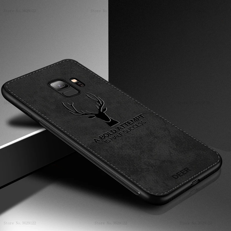 Black Тканевый чехол с оленем для samsung Galaxy S9 S8 Plus Note 8 9 A8 A6 Plus J4 J6 Plus J3 J5 J7 Pro Чехол из мягкой ткани - Цвет: Black