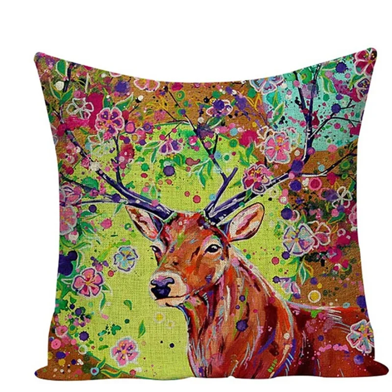 Dream Forest Animals Chair Cotton Linen Cushion Covers Plant Pattern Pillow Cases Home Decorative Pillows Cover For Sofa Decor | Дом и сад