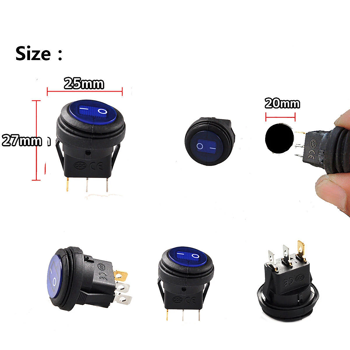 1 предмет красный светодиодный Круглый 12V 3pin включения выключения кулисный