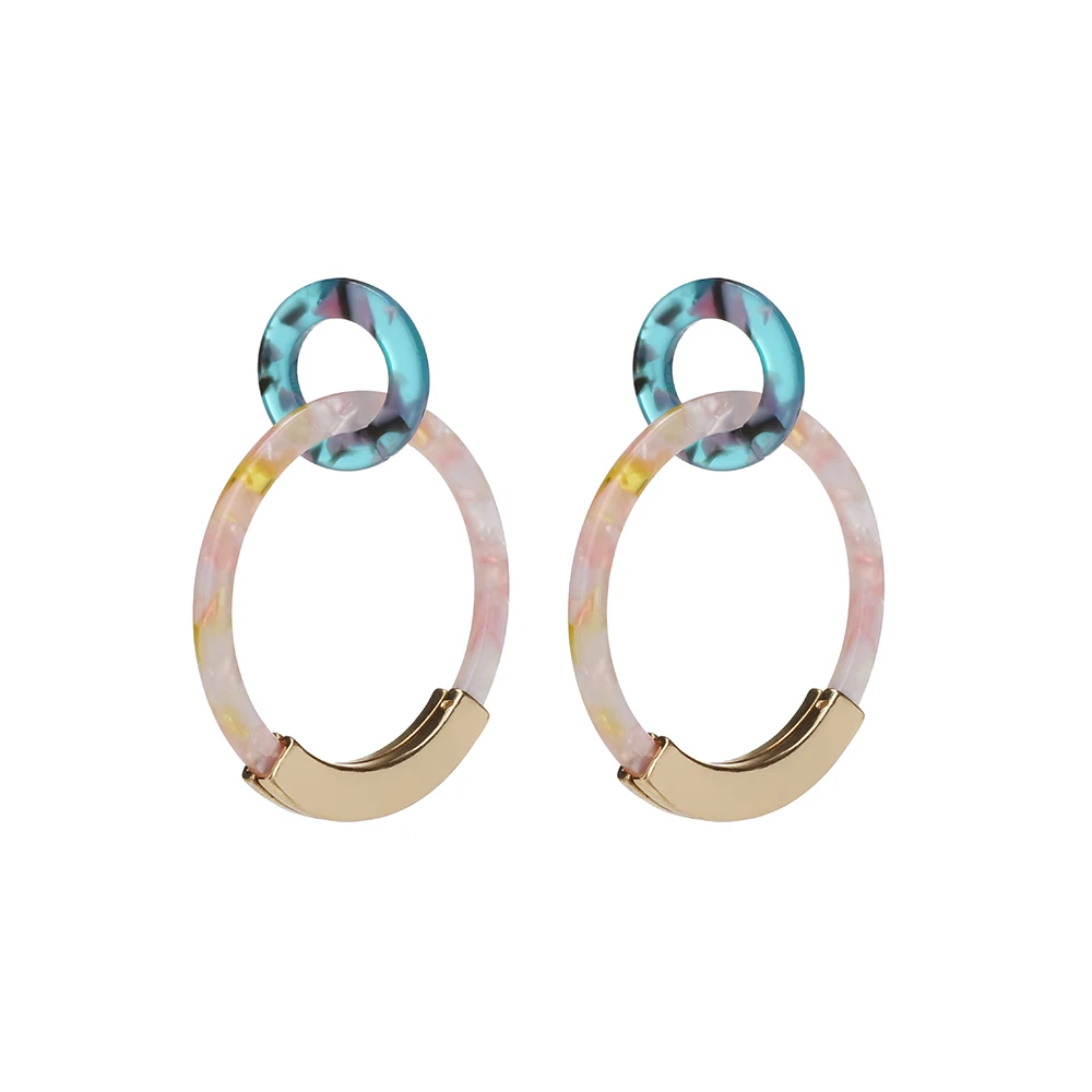 14 Boho Круглый резиновые, акриловые обруч серьги для женщин Bijoux C форма круг обручи сплава себе обручи женские украшения - Окраска металла: 14