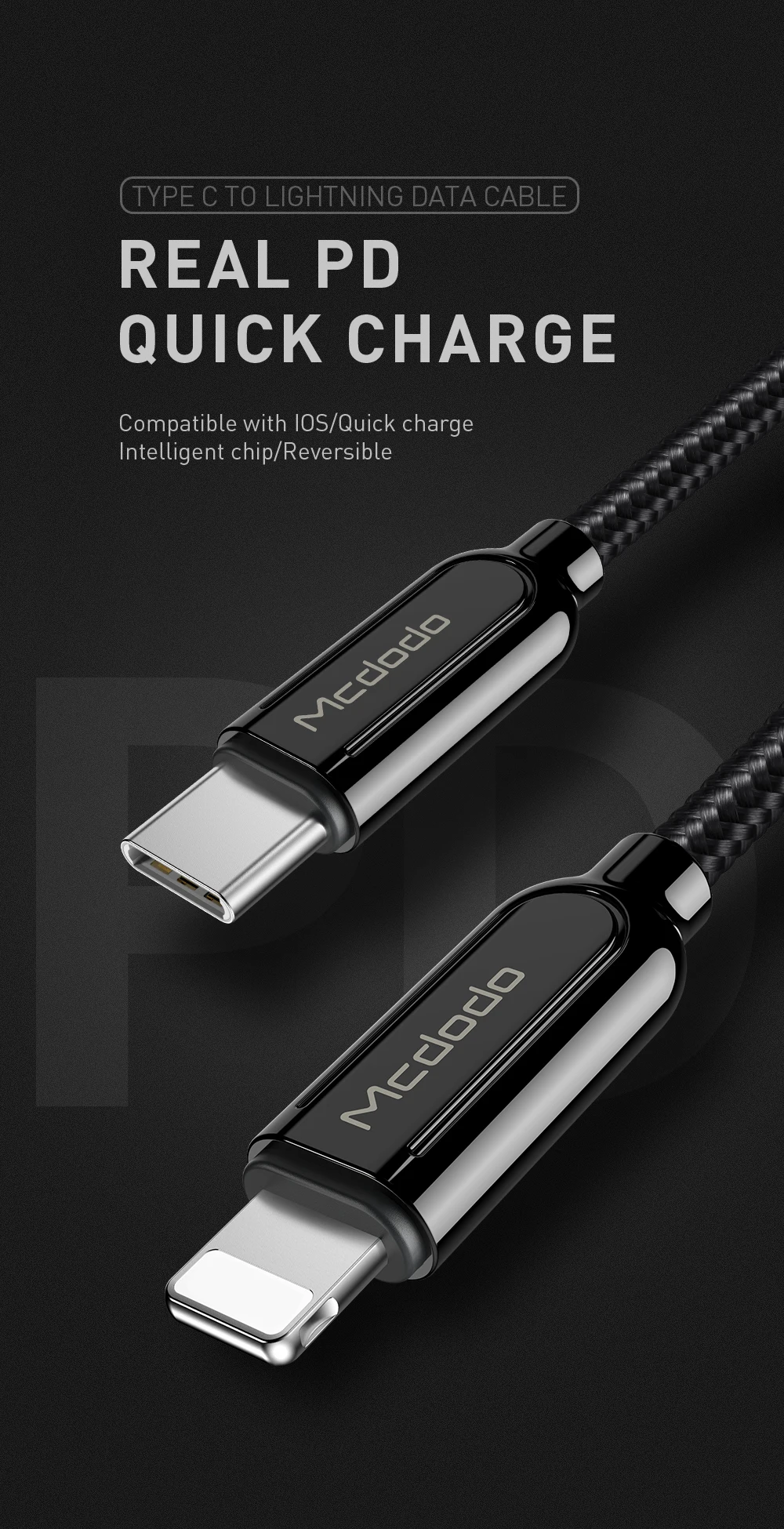Mcdodo usb type C-8 pin кабель для IPhone X XS XR 8 Plus 18 Вт PD Быстрая зарядка USB C кабель для передачи данных для Macbook PD USB шнур