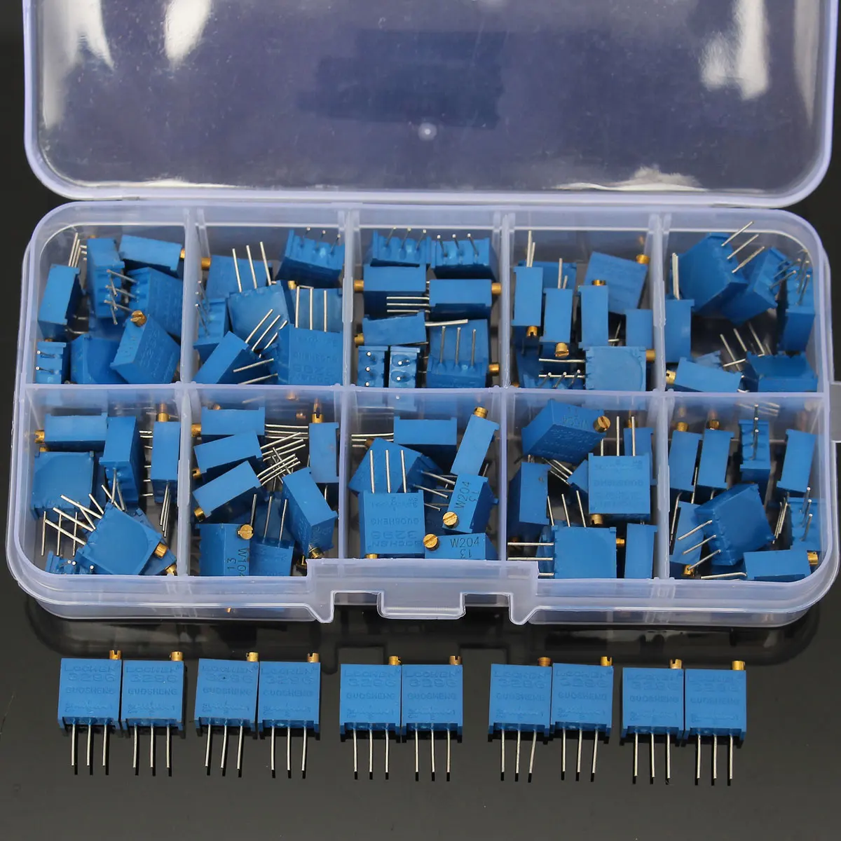 100 шт. 100Ohm-500Kohm 15 Значение 3296 подстроечный потенциометр в ассортименте комплект