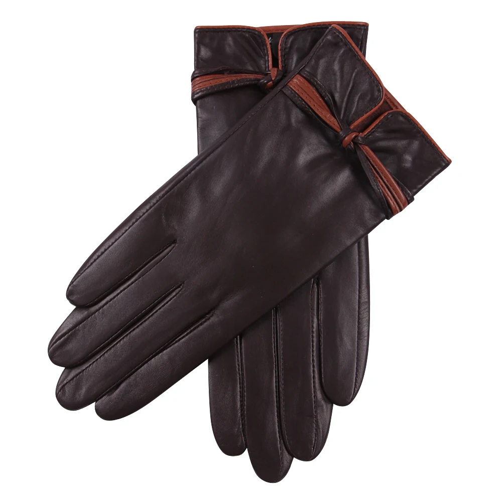 Leather Gloves Female Autumn Winter Keep Warm Plus Velvet Thicken Touch Screen Sheepskin Genuine Leather Woman Gloves L18011NC