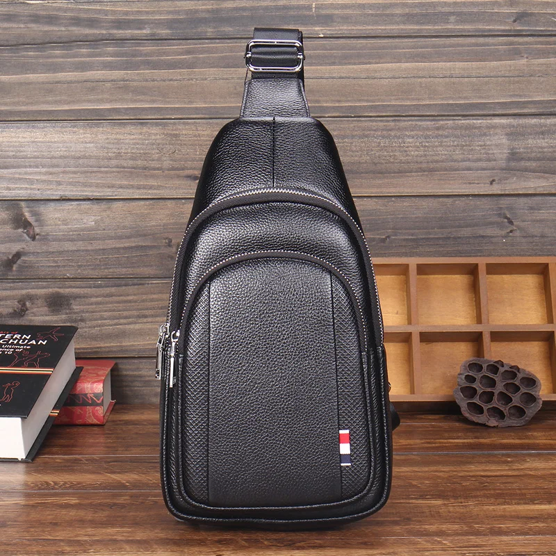 

BAQI Brand Chest Bag Men Shoulder Bag 2019 Fashion Genuine Leather Cowhide Casual Crossbody Messenger Bag Men Back pack Travel