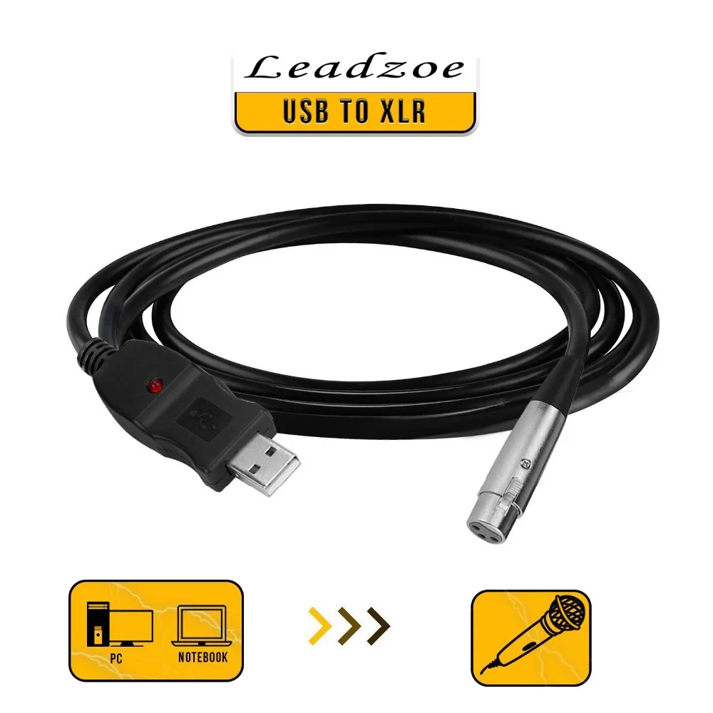 Leadzoe USB папа на 3 Pin XLR Женский микрофон Микрофон Студия аудио кабель связи |