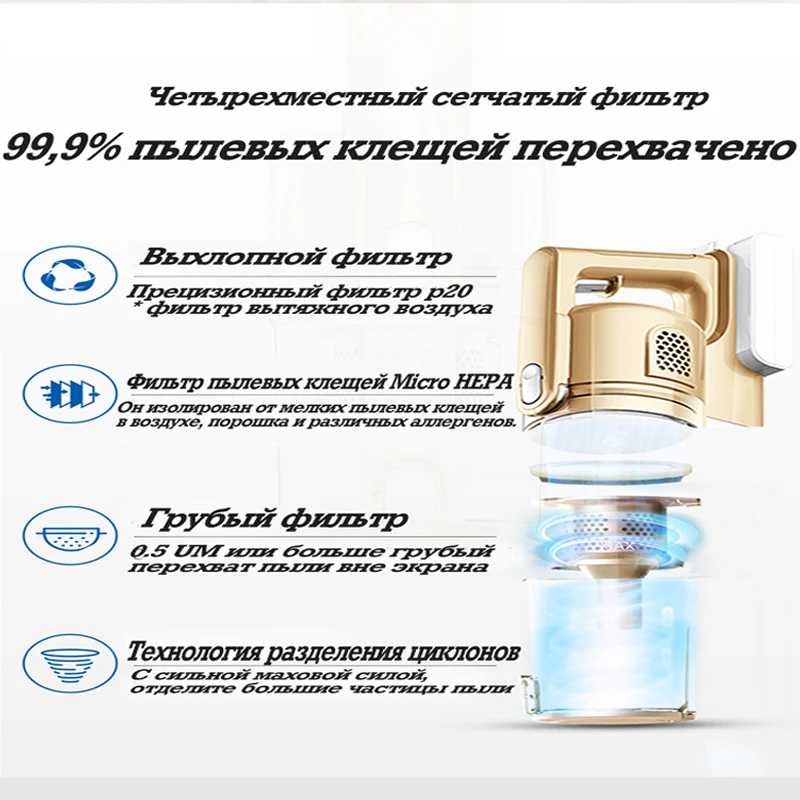 Ультра тихий пылесос бытовой небольшой беспроводной ручной пылевых клещей и