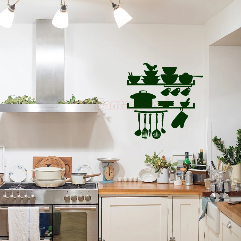 Наклейки для кухни кухонная утварь кастрюля и Посуда Виниловый Настенный декор