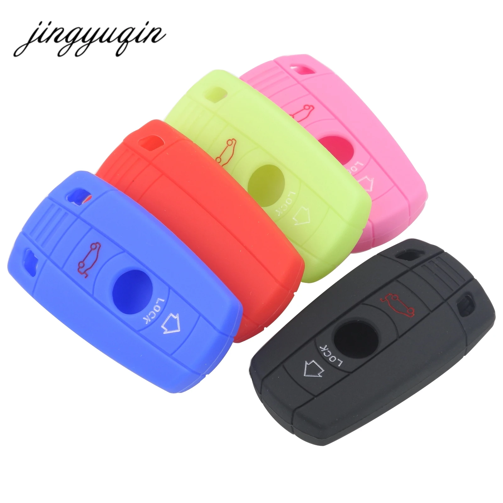 

jingyuqin 30pcs/lot Silicone Car Key Case for BMW 1 3 5 6 Series E90 E91 E92 E60 Remote Key Smart Fob Cover 3 Buttons