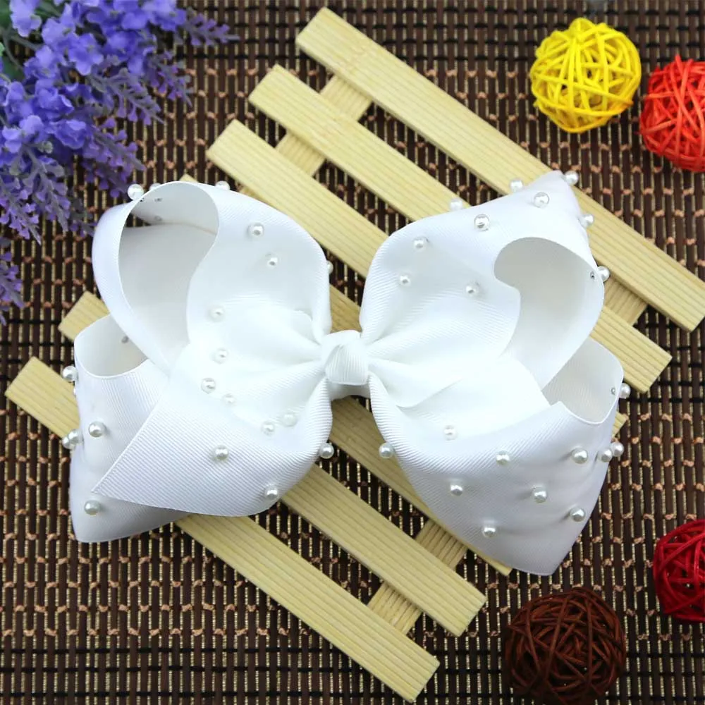 Ncmama цельнокроеное платье с белым жемчугом бант для волос девочек зажимом