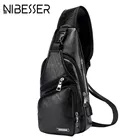 NIBESSER Мужская нагрудная сумка, мужская кожаная нагрудная сумка с usb-разъемом для наушников, дорожный Органайзер, мужская сумка