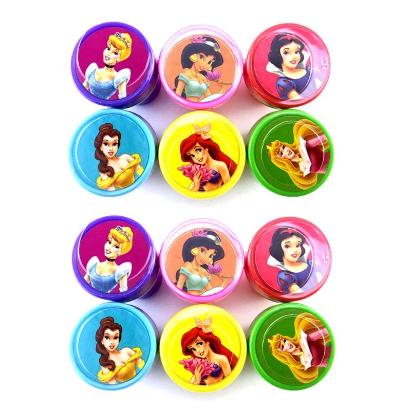 12Pcs 2x6 Pirncess Cartoon Round Stamp Toys for Children 12pcs DIY Handmade Craft Students Stamps Toys Book Decro Teacher Seal Kids Art Toys - Цвет: 12Pcs 2x6 Pirncess