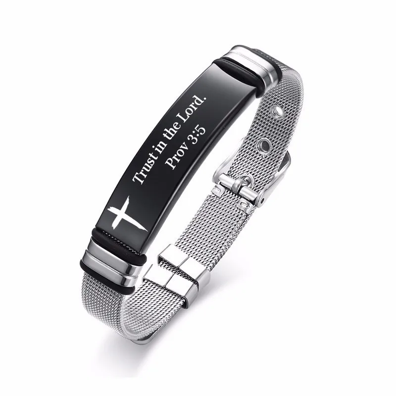 Style14 Faith Hope Love, браслет с лазерной гравировкой, браслет из нержавеющей стали для мужчин и женщин, стих из Христианской Библии, ювелирные изделия - Окраска металла: Style14