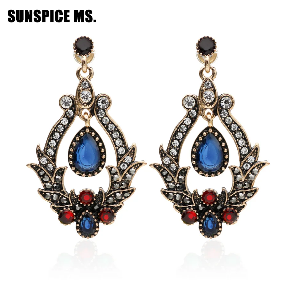 Горячая Распродажа стильные индийские Женские винтажные серьги в форме цветка