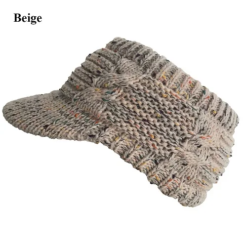 beige hat Женский хвостик бини зимняя теплая шерстяная вязанная шапка Пустой Топ эластичные шапочки модные женские уличные шапочки вязаная шапка - Цвет: beige hat