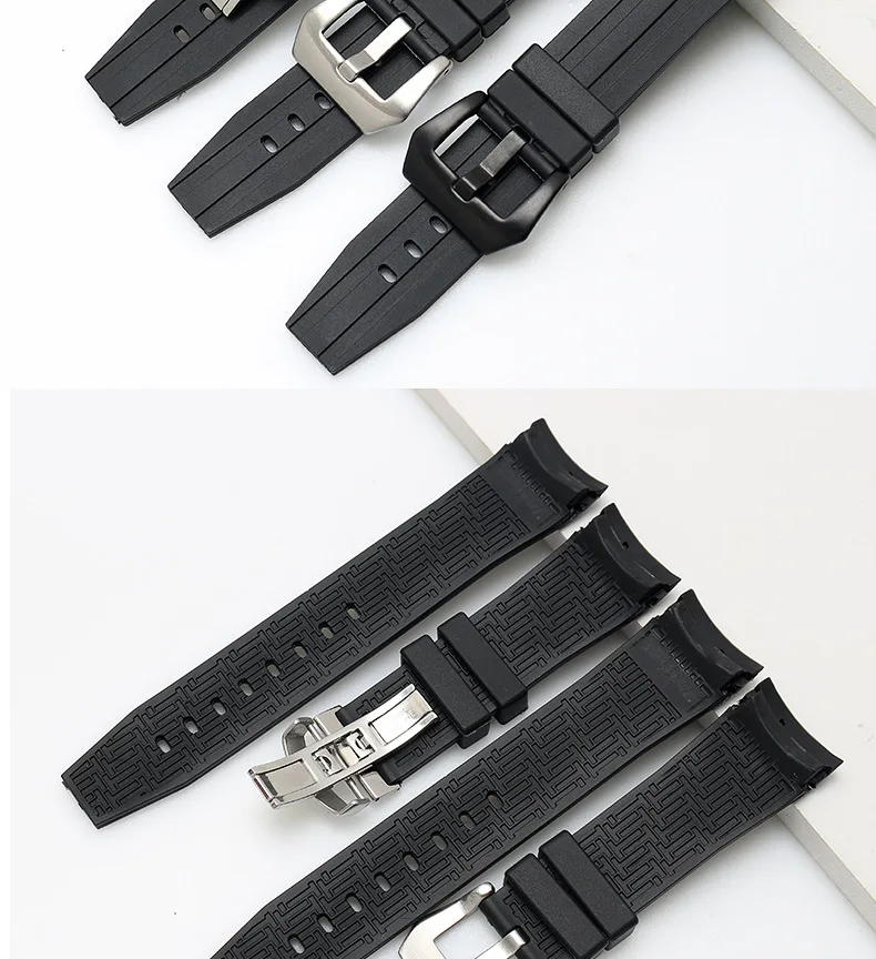 Резиновый ремешок для часов Tissot 1853 T035 T055 ремешок для часов браслеты Бабочка Пряжка Замена 23 мм
