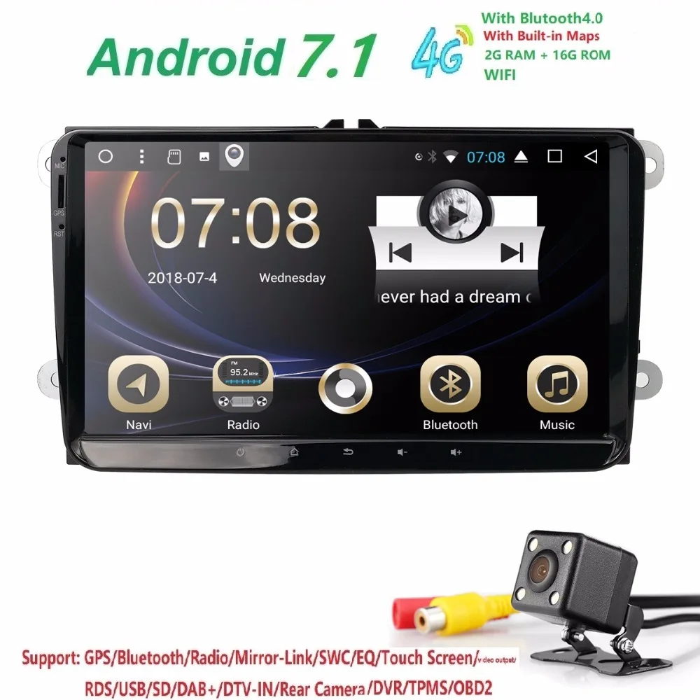 Hizpo 2din android 7 1 2 + 16 автомобилей NOdvd для v w passat b6 Гольф 4 5 tiguan ПОЛО skoda octavia руль controlcar