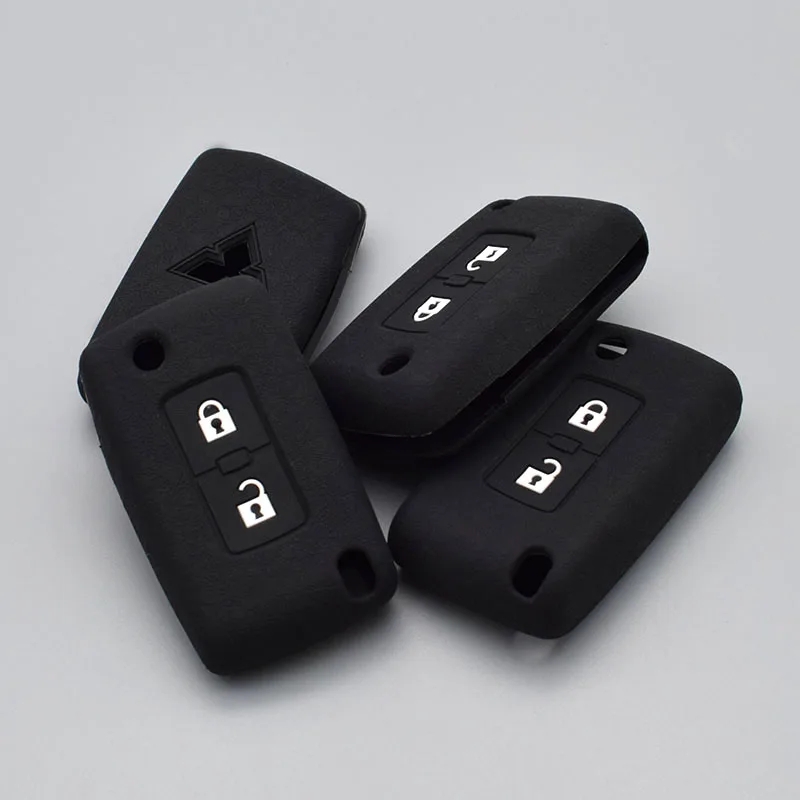 

Car key Silicone cover case set for Mitsubishi 2016 2017 Outlander Lancer Pajero 2 button remote Rubber protection shell