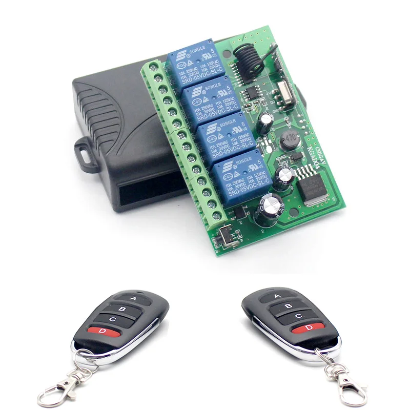 Switch w 2RF Задняя часть автомобиля пластина дистанционный переключатель Грузовик багажника Управление 433 МГц AC/DC(7 V-36 V) 10A 4CH Беспроводной триггерный релейный модуль "сделай сам" умный дом Наборы - Цвет: Switch w 2RF