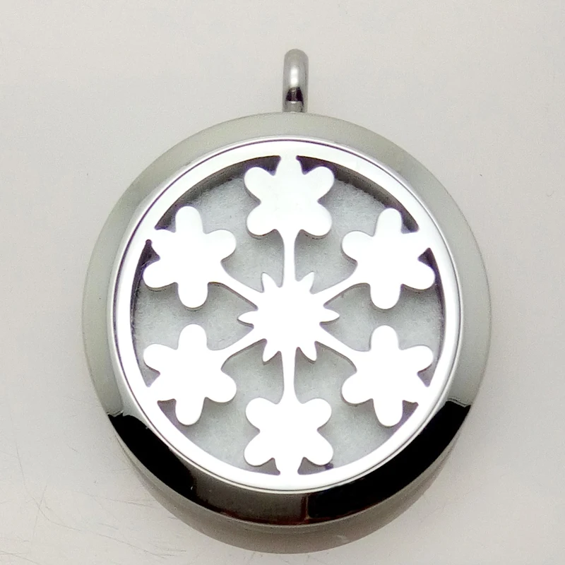 

Stailess Steel snowflake Essential Oil Diffuser Perfume Locket Pendant Necklace