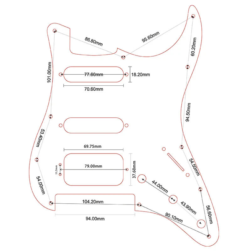 Качественная Гитара Pickguard-для США 11 винтовых отверстий Stratocaster с тремоло Floyd Rose мост Humbucker одинарная HSS Scratch Plate