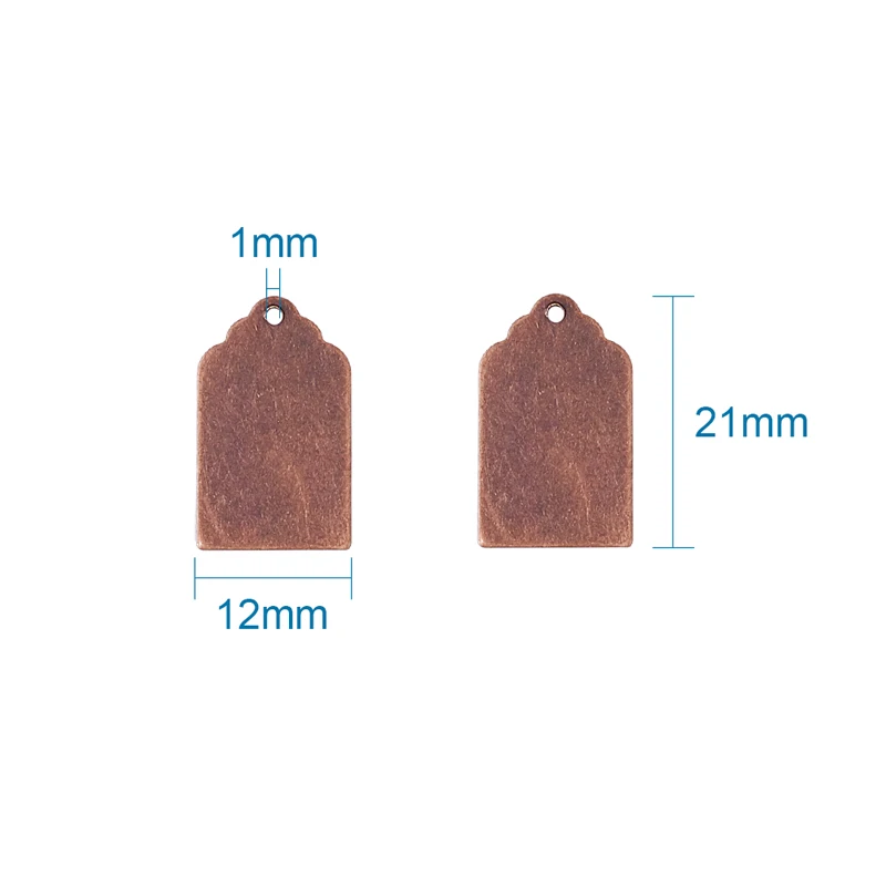 Red Copper 21x12 10 шт. металлические латунные штамповочные бирки Антикварные Бронзовые Подвески красная медь прямоугольная квадратная круглая овальная для изготовления ювелирных изделий DIY - Окраска металла: Red Copper 21x12