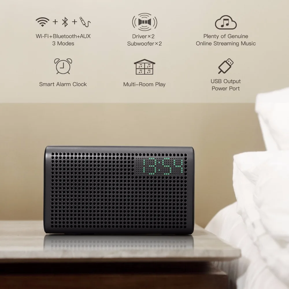 GGMM E3 WiFi Speaker Bluetooth Speakers Portable Audio Wireless Support AirPlay DLNA for iOS Android Windows With Clock|wireless speaker|portable