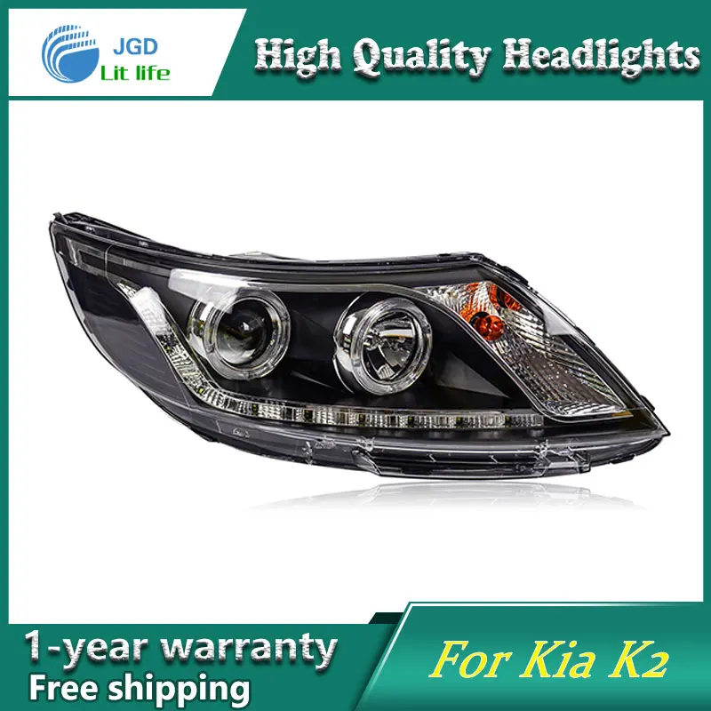 Чехол для стайлинга автомобиля фары Kia Rio K2 2011 2012 2013 2014 светодиодный DRL Объектив