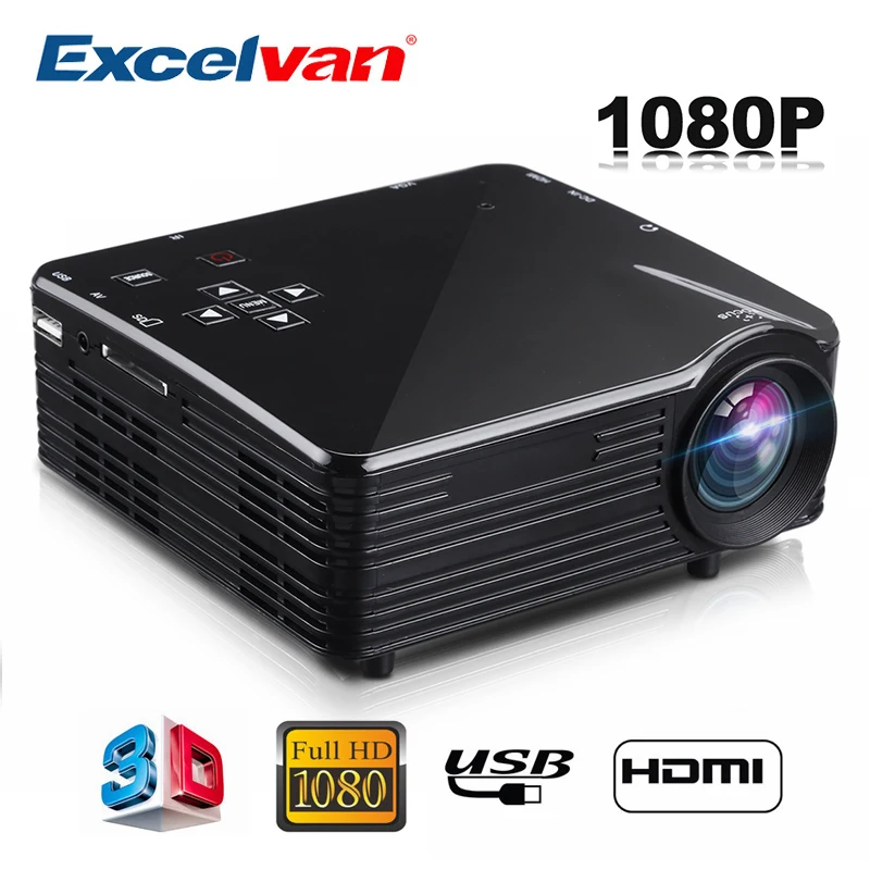 Excelvan LED1018 Мини Портативный ЖК проектор HDMI USB VGA AV SD мультимедийные интерфейсы Max 1080P